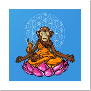 Monkey Zen Buddha Meditation Posters and Art